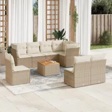   vidaXL 9 részes bézs polyrattan kerti ülőgarnitúra párnákkal