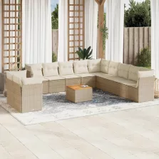   vidaXL 12 részes bézs polyrattan kerti ülőgarnitúra párnákkal