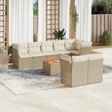  vidaXL 9 részes bézs polyrattan kerti ülőgarnitúra párnákkal