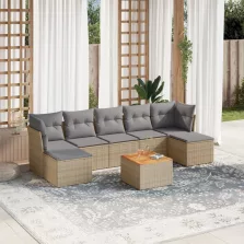   vidaXL 8 részes vegyes bézs polyrattan kerti ülőgarnitúra párnákkal