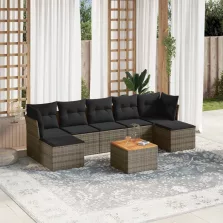   vidaXL 8-részes szürke polyrattan kerti ülőgarnitúra párnákkal