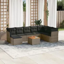   vidaXL 9 részes szürke polyrattan kerti ülőgarnitúra párnákkal