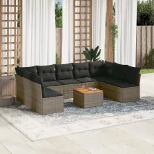   vidaXL 10 részes szürke polyrattan kerti ülőgarnitúra párnákkal