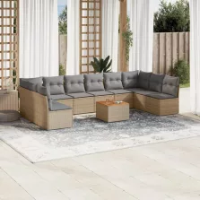   vidaXL 11részes vegyes bézs polyrattan kerti ülőgarnitúra párnákkal