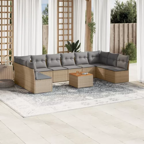 vidaXL 11részes vegyes bézs polyrattan kerti ülőgarnitúra párnákkal