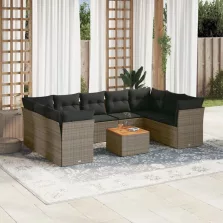   vidaXL 10 részes szürke polyrattan kerti ülőgarnitúra párnákkal