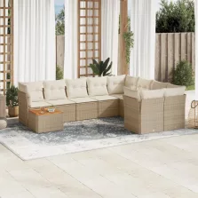   vidaXL 10 részes bézs polyrattan kerti ülőgarnitúra párnával