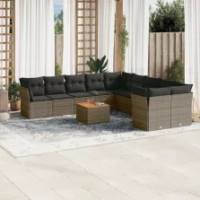   vidaXL 11 részes szürke polyrattan kerti ülőgarnitúra párnákkal