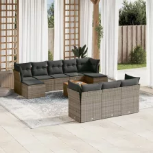   vidaXL 11 részes szürke polyrattan kerti ülőgarnitúra párnákkal