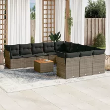   vidaXL 12 részes szürke polyrattan kerti ülőgarnitúra párnákkal