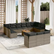   vidaXL 14 részes szürke polyrattan kerti ülőgarnitúra párnákkal
