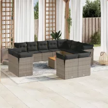   vidaXL 13 részes szürke polyrattan kerti ülőgarnitúra párnákkal