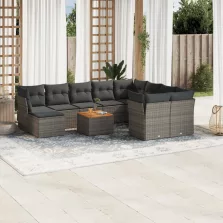   vidaXL 11 részes szürke polyrattan kerti ülőgarnitúra párnákkal