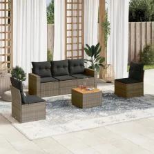   vidaXL 6 részes szürke polyrattan kerti ülőgarnitúra párnákkal