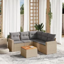   vidaXL 6 részes vegyes bézs polyrattan kerti ülőgarnitúra párnákkal