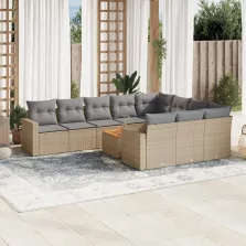   vidaXL 11részes vegyes bézs polyrattan kerti ülőgarnitúra párnákkal