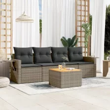   vidaXL 5 részes szürke polyrattan kerti ülőgarnitúra párnákkal