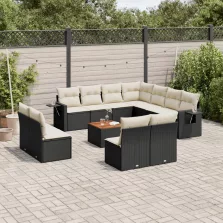   vidaXL 12 részes fekete polyrattan kerti ülőgarnitúra párnákkal