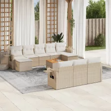   vidaXL 11 részes bézs polyrattan kerti ülőgarnitúra párnákkal
