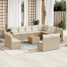   vidaXL 13 részes bézs polyrattan kerti ülőgarnitúra párnákkal