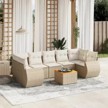   vidaXL 8 részes bézs polyrattan kerti ülőgarnitúra párnával