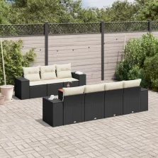   vidaXL 8 részes fekete polyrattan kerti ülőgarnitúra párnákkal
