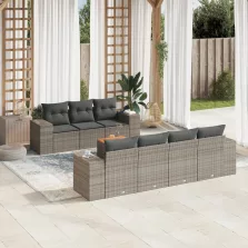   vidaXL 8 részes szürke polyrattan kerti ülőgarnitúra párnákkal