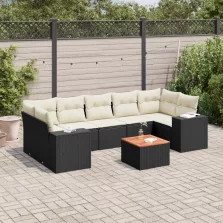   vidaXL 8 részes fekete polyrattan kerti ülőgarnitúra párnákkal