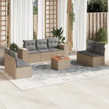   vidaXL 8 részes bézs polyrattan kerti ülőgarnitúra párnával