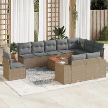   vidaXL 11 részes bézs polyrattan kerti ülőgarnitúra párnákkal