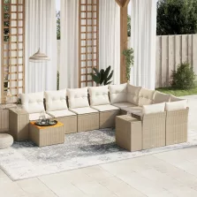   vidaXL 10 részes bézs polyrattan kerti ülőgarnitúra párnával