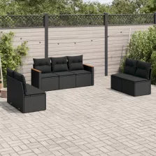   vidaXL 7 részes fekete polyrattan kerti ülőgarnitúra párnával
