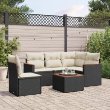   vidaXL 6 részes fekete polyrattan kerti ülőgarnitúra párnákkal