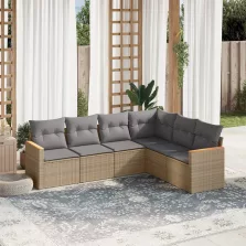   vidaXL 6 részes bézs polyrattan kerti ülőgarnitúra párnával