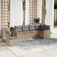   vidaXL 6 részes bézs polyrattan kerti ülőgarnitúra párnával