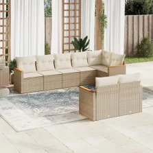   vidaXL 8 részes bézs polyrattan kerti ülőgarnitúra párnával