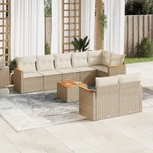   vidaXL 9 részes bézs polyrattan kerti ülőgarnitúra párnákkal