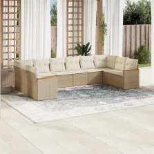   vidaXL 10 részes bézs polyrattan kerti ülőgarnitúra párnával