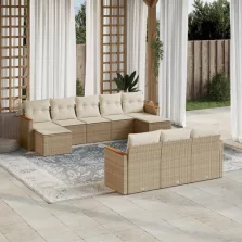   vidaXL 10 részes bézs polyrattan kerti ülőgarnitúra párnával