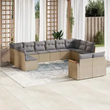   vidaXL 12 részes bézs polyrattan kerti ülőgarnitúra párnákkal