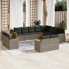   vidaXL 12 részes szürke polyrattan kerti ülőgarnitúra párnákkal