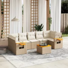   vidaXL 8 részes bézs polyrattan kerti ülőgarnitúra párnával