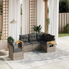   vidaXL 5 részes szürke polyrattan kerti ülőgarnitúra párnákkal