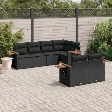   vidaXL 7 részes fekete polyrattan kerti ülőgarnitúra párnával