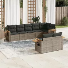   vidaXL 8 részes szürke polyrattan kerti ülőgarnitúra párnákkal