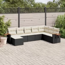   vidaXL 8 részes fekete polyrattan kerti ülőgarnitúra párnákkal