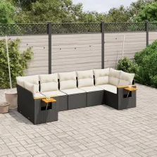   vidaXL 7 részes fekete polyrattan kerti ülőgarnitúra párnával