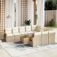   vidaXL 11 részes bézs polyrattan kerti ülőgarnitúra párnákkal