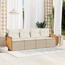   vidaXL 4 részes bézs polyrattan kerti ülőgarnitúra párnákkal