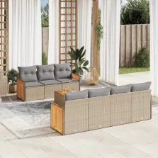   vidaXL 8 részes bézs polyrattan kerti ülőgarnitúra párnával